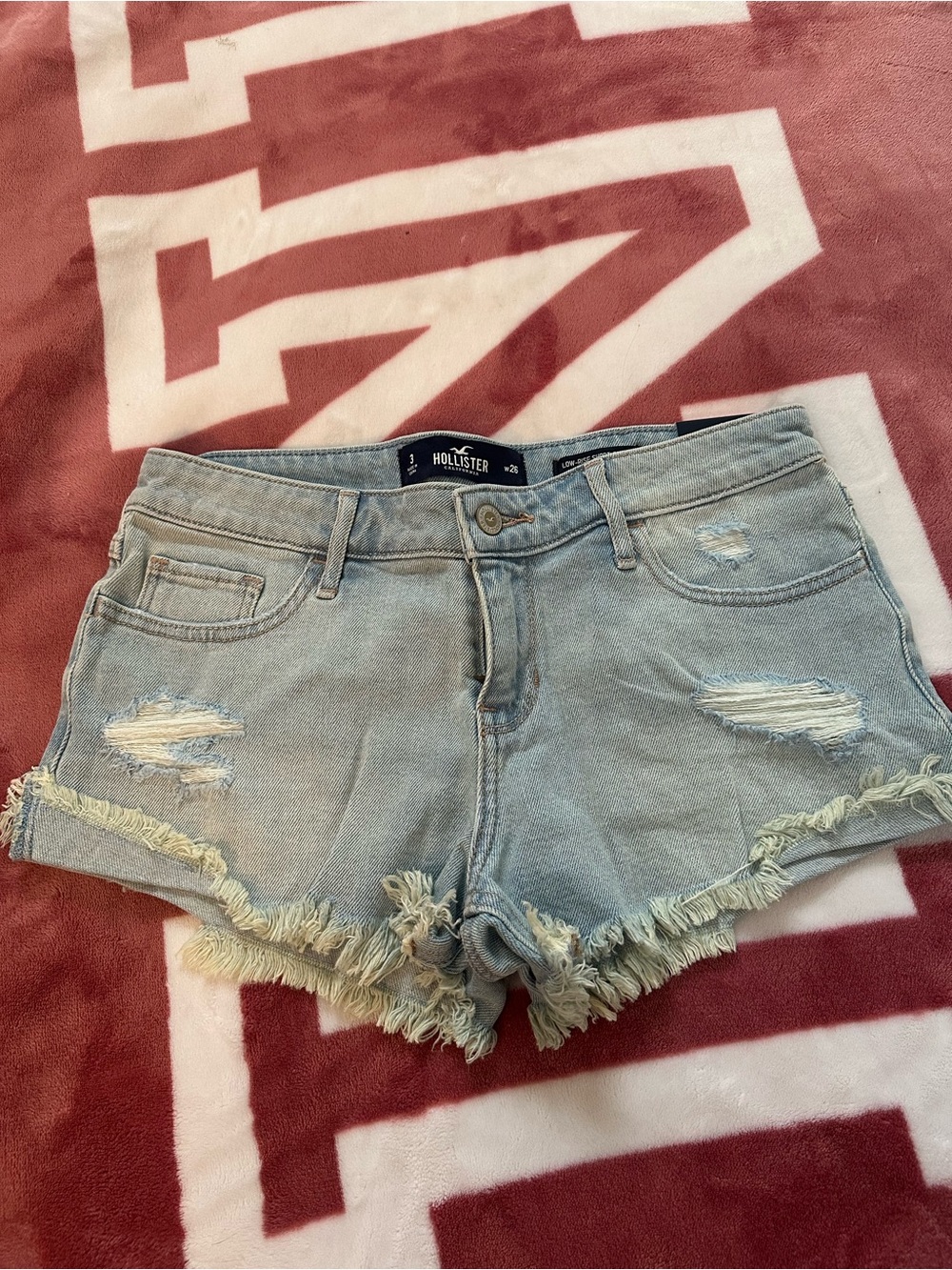 Hollister Light Blue Distressed Frayed Hem Denim Shorts